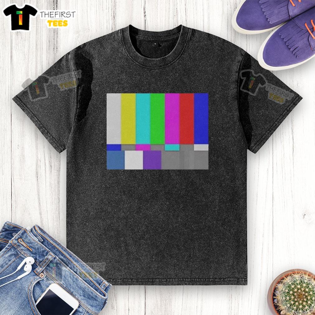top-tv-test-pattern-color-bar-washed-t-shirt Top TV test pattern color bar washed t-shirt featuring vibrant color bars on a soft fabric for a retro look.