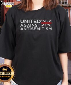 Top United Against Antisemitism flag design on a women's tee, promoting unity and awareness against antisemitism.