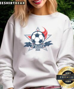 Top United States of America 2026 soccer team sweatshirt featuring bold team colors and logo.