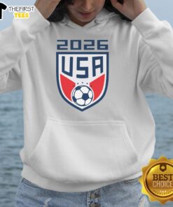 Fan gear hoodie for Top USA Player 2026 Soccer Team, featuring vibrant design and team colors perfect for supporters.