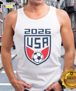 Top USA Player 2026 Soccer Team Fan Gear Tank Top featuring vibrant colors and team logo, perfect for game day.