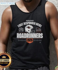 Top Utsa Roadrunners 2025 First Responder Bowl tank top design featuring vibrant colors and team logo.