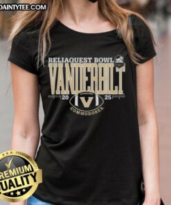 Alt Text: Top Vanderbilt Commodores Reliaquest Bowl 2025 ladies tee featuring team colors and logo for fans.