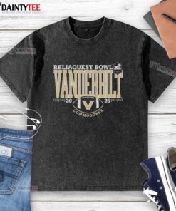 Top Vanderbilt Commodores Reliaquest Bowl 2025 washed t-shirt featuring team colors and logo, perfect for fans.