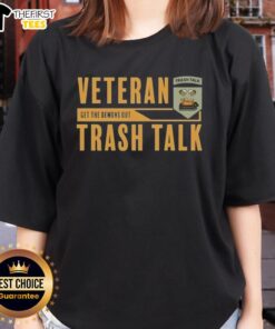 Top Veteran Trash Talk 'Get The Demons Out' Ladies Tee featuring a bold graphic design, perfect for casual wear.
