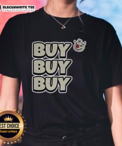 Top Voodoo Token Buy Buy Buy Ladies Tee featuring a stylish design for fans of cryptocurrency fashion.