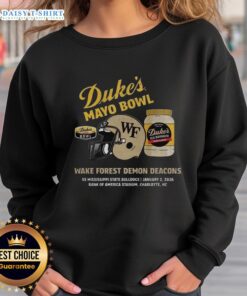 Alt Text: Top Wake Forest Demon Deacons 2026 Dukes Mayo Bowl sweatshirt featuring team logo and vibrant colors.