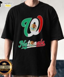 Top Washington Nationals Baseball X Mexican Flag T-Shirt featuring vibrant colors and team logo for fans and collectors.