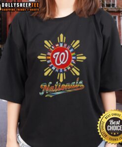 Top Washington Nationals X Hispanic ladies tee showcasing vibrant team colors and stylish design for fans.