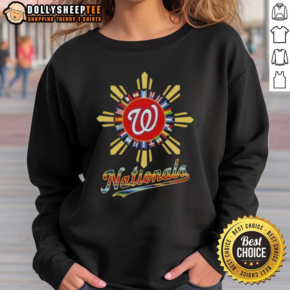 Top Washington Nationals X Hispanic Sweatshirt Cozy Top Washington Nationals x Hispanic sweatshirt featuring team logo and vibrant colors, perfect for fans.