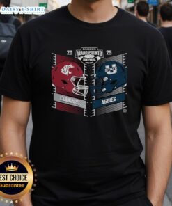 Top Washington State Cougars vs Utah State Aggies Famous Idaho Potato Bowl 2025 t-shirt design featuring team logos.