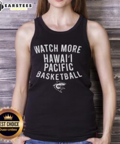 Alt Text: Top Watch More Hawaii Pacific Basketball Tank Top featuring vibrant colors and stylish design for fans.
