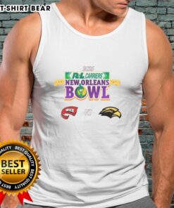 Top Western Kentucky Hilltoppers vs Southern Miss Golden Eagles 2025 New Orleans Bowl tank top featuring team logos.