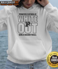 Top White Out Powers Catholic Girls Basketball Hoodie featuring a stylish design for team spirit and support.