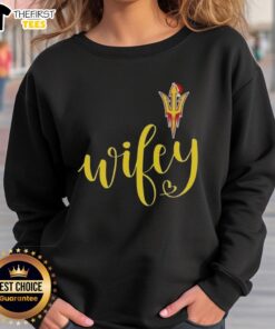 Alt Text: Cozy 'Top Wifey Arizona State Sun Devils' sweatshirt with a Santa hat, perfect for Merry Christmas celebrations.