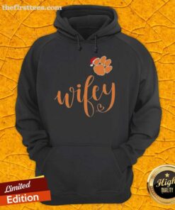 Top Wifey Clemson Tigers Santa Hat Merry Christmas Hoodie featuring festive design and team colors for holiday cheer.