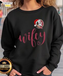 Top Wifey Florida State Seminoles Santa Hat Merry Christmas Sweatshirt for festive fans, perfect holiday attire.