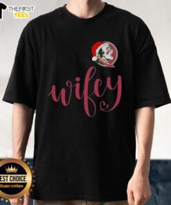 Top Wifey Florida State Seminoles Santa Hat Merry Christmas T-Shirt featuring festive design for FSU fans.