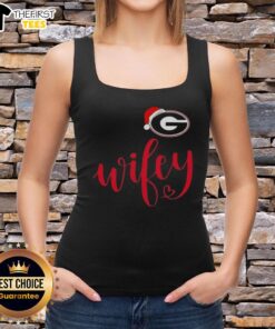 Georgia Bulldogs Santa hat tank top for women, perfect for Christmas celebrations and holiday sports events.