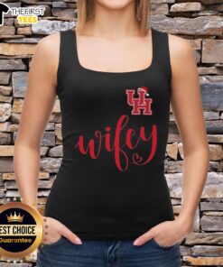 Top Wifey Houston Cougars tank top with Santa hat, perfect for a Merry Christmas celebration.