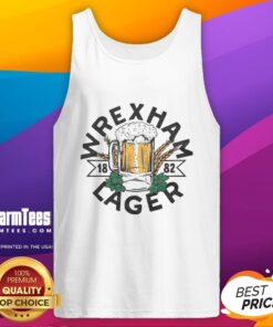 Alt Text: Top Wrexham Lager 1882 mug tank top featuring stylish design and vibrant colors for fans of Wrexham Lager.
