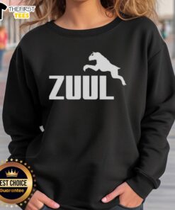 Top Zuul logo parody sweatshirt featuring a fun, colorful design inspired by classic pop culture.