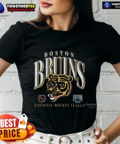 Vintage Boston Bruins ladies tee featuring classic team logo and design, perfect for hockey fans and casual wear.