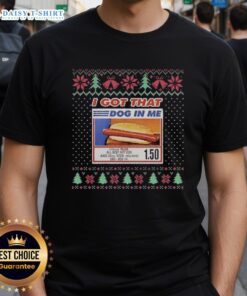 Awesome I Got That Dog In Me All Beef Hot Dog and 20Oz Soda Christmas Ugly T-Shirt featuring festive design and vibrant colors.