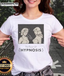 Alt Text: Two girls wearing matching The Power of Hypnosis ladies tee, showcasing friendship and fun in stylish outfits.