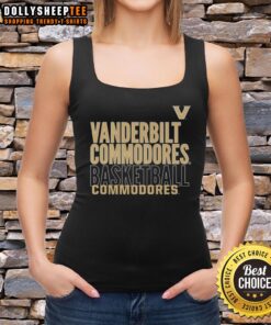 Top Vanderbilt Commodores basketball text logo overlay tank top design for fans and sports enthusiasts.