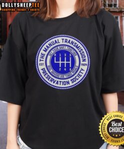 Vintage ladies tee featuring 'Top The Manual Transmission Preservation Society Est. 1904' design for car enthusiasts.