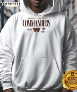 Vintage Washington Commanders Super Bowl Champions hoodie featuring logos from XVII, XXI, and XXVI championships.
