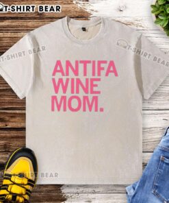 Top Antifa Wine Mom washed t-shirt featuring a stylish design perfect for casual wear and expressing political views.