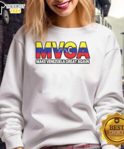 Alt Text: Hot MVGA Make Venezuela Great Again sweatshirt in vibrant colors, perfect for expressing patriotic pride.
