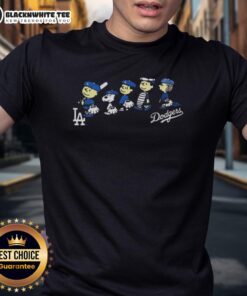 Good Peanuts Cartoon X Los Angeles Dodgers Baseball Team 2026 T-Shirt featuring playful designs and team colors.