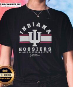 2026 National Championship logo for Indiana Hoosiers on a ladies tee, celebrating the Official College Football Playoff.