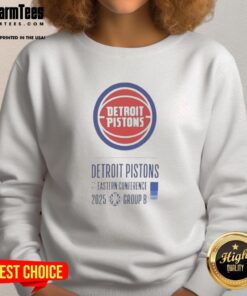 Stylish Good Detroit Pistons Eastern Conference 2025 sweatshirt featuring team logo and vibrant colors.