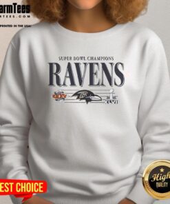 Alt Text: Awesome Baltimore Ravens Super Bowl Champions XLVII Sweatshirt featuring bold team logo and championship design.