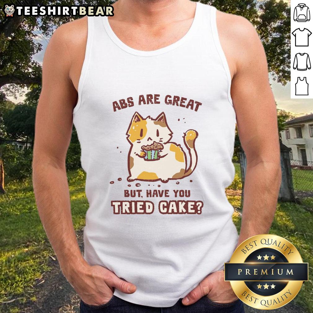 awesome-abs-are-great-but-have-you-tried-cake-cat-tank-top Funny Cake Cat tank top design, perfect for cat lovers who appreciate awesome abs and humor in fitness apparel.