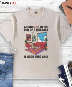 Awesome washed t-shirt featuring 'LOL' slogan, perfect for adding humor and good feng shui to your wardrobe.