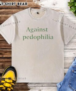Awesome Against Pedophilia washed t-shirt featuring a bold graphic design promoting child protection and awareness.