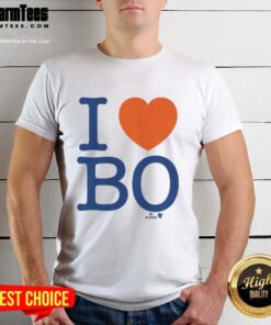 Awesome Bo Bichette I Heart Bo T-Shirt featuring bold graphics celebrating the Toronto Blue Jays star player.
