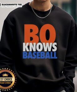 Awesome Bo Knows Baseball New York Mets sweatshirt featuring vibrant team colors and stylish design for fans.