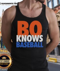 Awesome Bo Knows Baseball New York Mets tank top featuring vibrant team colors and a stylish design for fans.