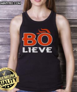 Awesome Bo Nix Bo-Lieve Denver Broncos football tank top featuring vibrant colors and bold graphics.