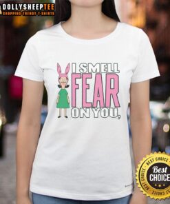 Louise from Bob's Burgers in 'I Smell Fear On You' tee, showcasing a fun design for fans of the show.