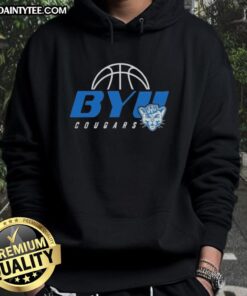 Awesome BYU Cougars basketball hoodie in navy blue, featuring the team logo and stylish design for fans and players.