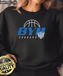 Awesome BYU Cougars basketball sweatshirt featuring team colors and logo, perfect for fans and sports enthusiasts.