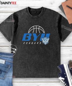 Awesome BYU Cougars basketball washed t-shirt featuring vibrant team colors and logo, perfect for fans and casual wear.