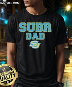 Awesome Campus Lab Southern University Jaguars Dad Logo T-Shirt featuring bold graphics and vibrant colors, perfect for fans.